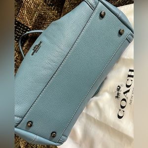 Coach Pebbled Leather Tote Bag in Light Blue